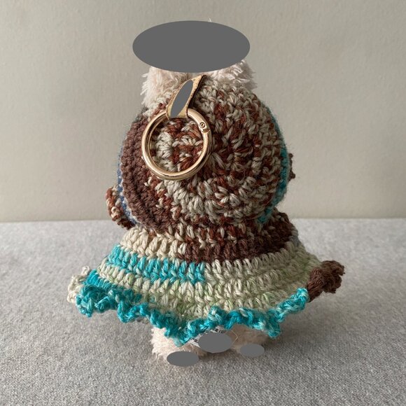 Handmade Crochet Blue Multicolour Hooded Cloak Outfit for 17cm Doll 1-Piece Set - Picture 3 of 6